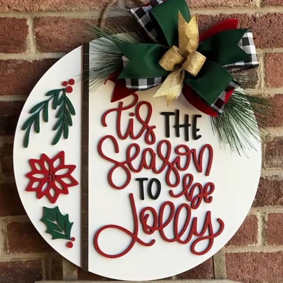 Handmade Other - Christmas ‘Tis The Season To Be Jolly’ Welcome Door Sign